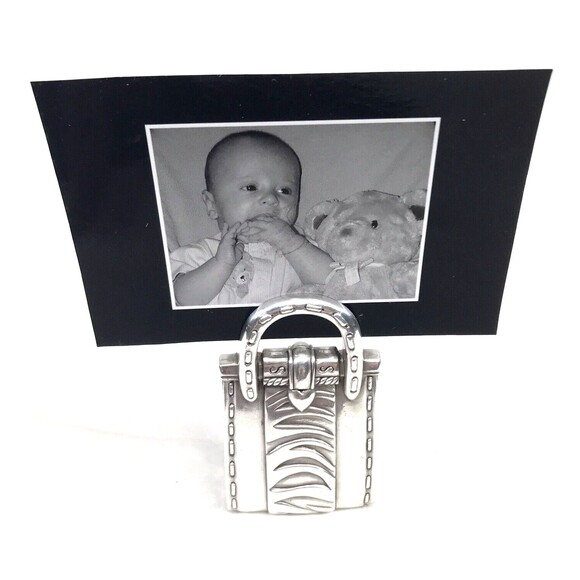Silver Brighton Purse Bag Shaped Picture Place Business Card Holder Paperweight - Picture 8 of 8
